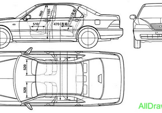 Honda Legend (1993) - drawings (drawings) of the car